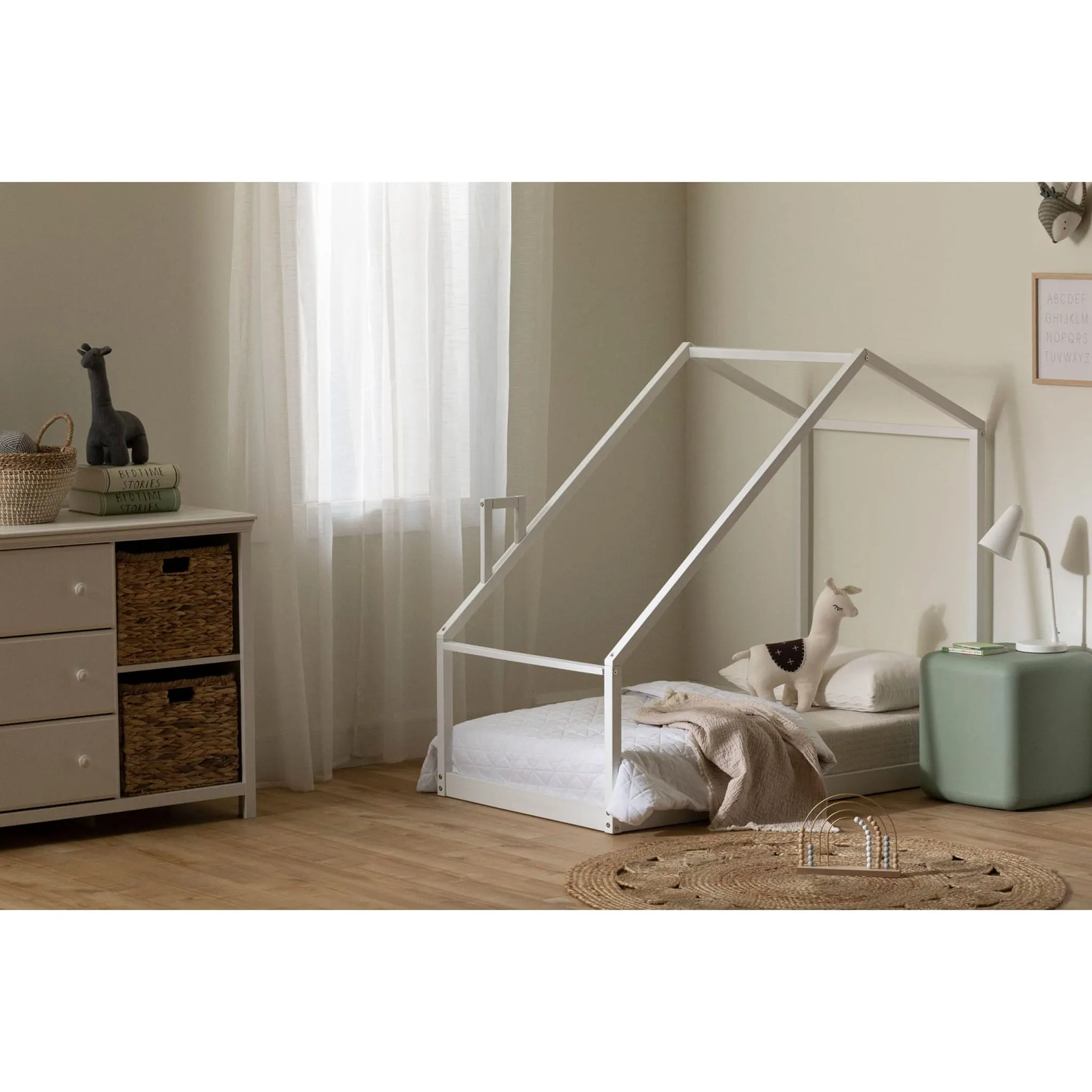 South Shore Lit Maison avec cheminée pour Bébé - Sweedi Blanc