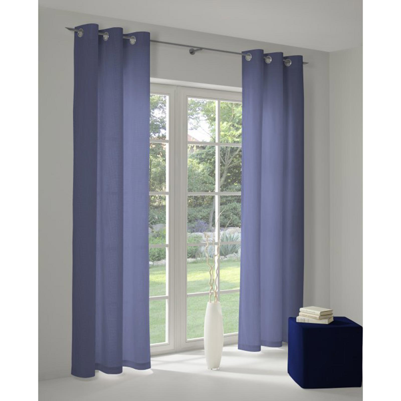 Einzelschal UNI COLLECTION - royalblau - mit Ösen - 145x145 cm