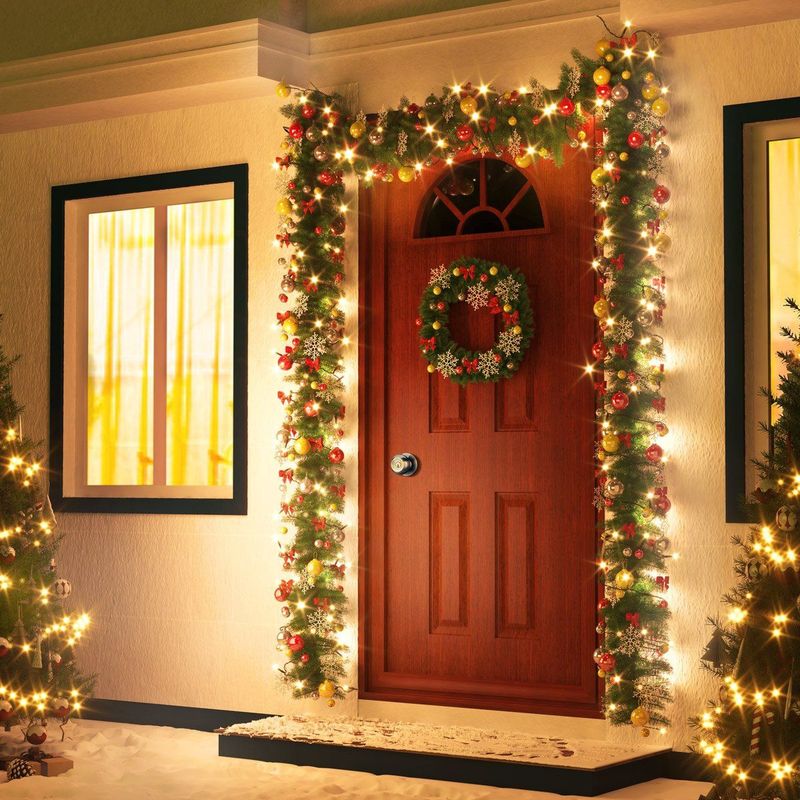 Casaria Kerstguirlande - 5m 100 LED´s-Dennennaalden Groen – Warm wit