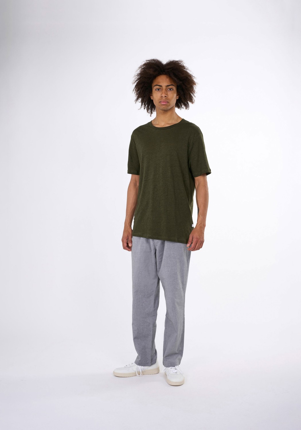 Knowledge Cotton Apparel Leinen-T-Shirt Forrest Night