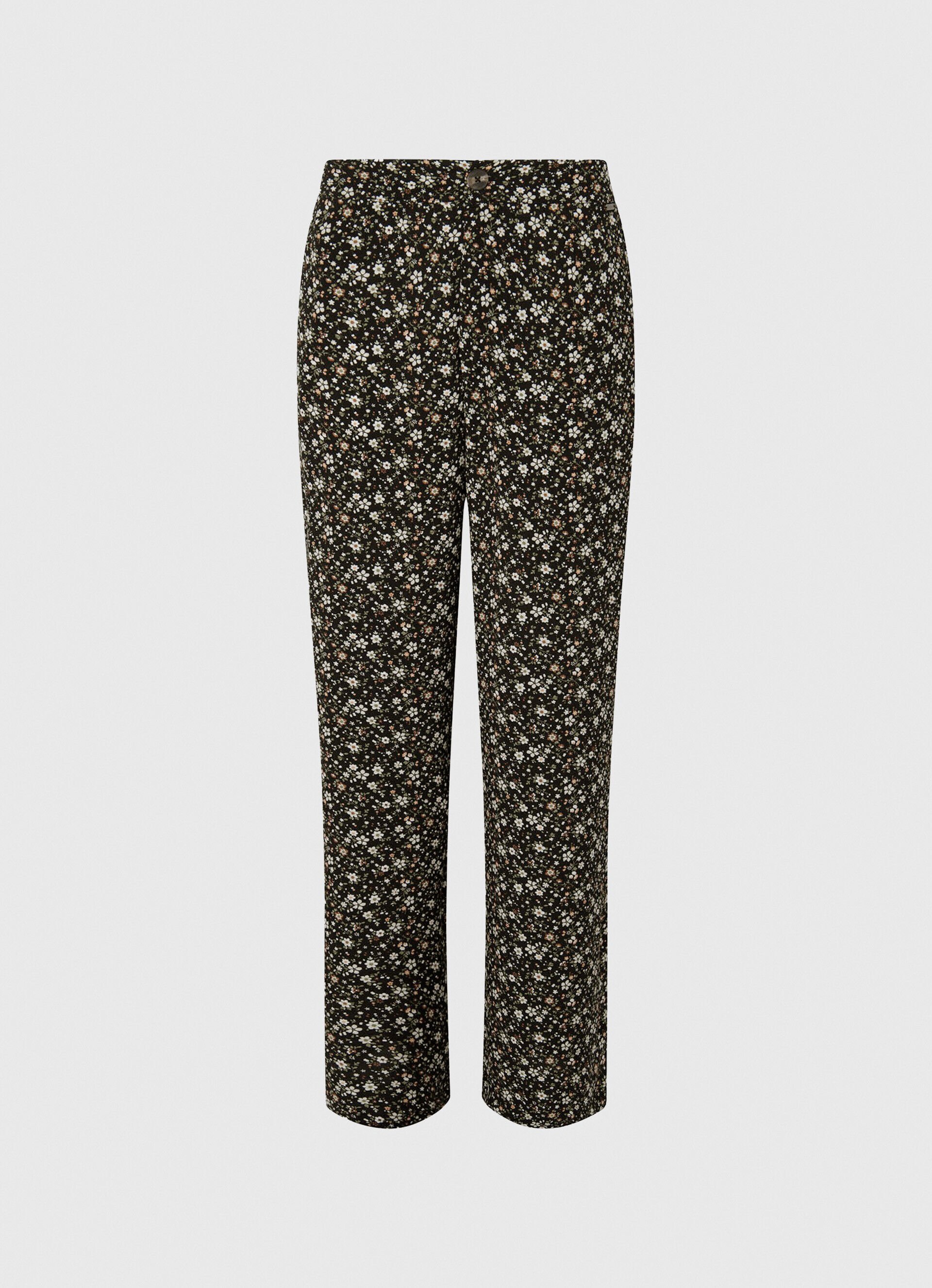 Calça de perna larga com estampa floral - multicolorida