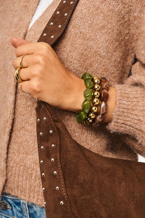 Groene armband met ovalen kralen