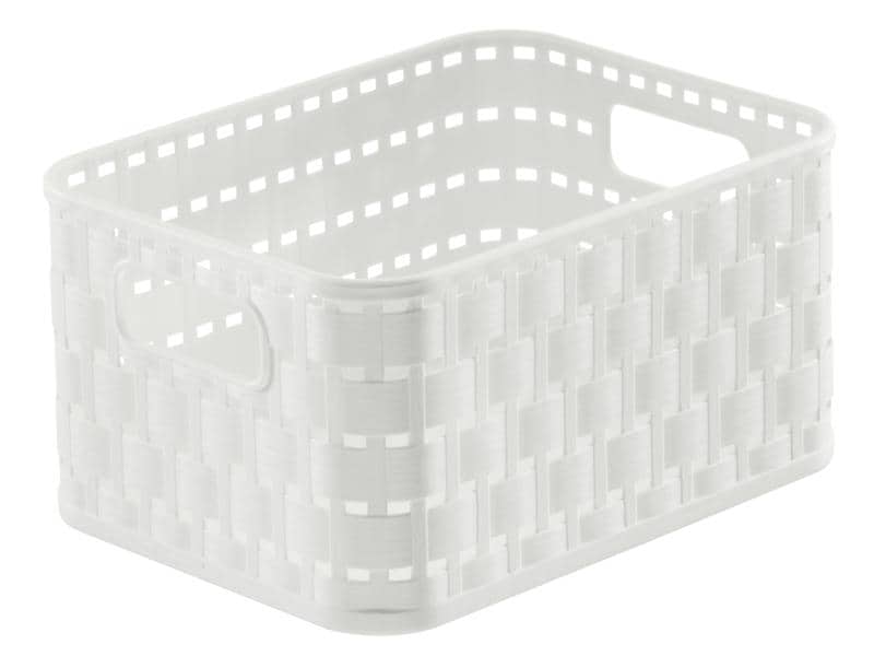 Rotho Aufbewahrungskorb Country 18.3 x 13.7 x 9.8 cm, Weiss Aufbewahrungskiste mit Griffen