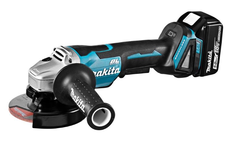 Makita DGA505RTJ 18V Li-ion accu haakse slijper set (2x 5.0Ah) in Mbox - 125mm - koolborstelloos