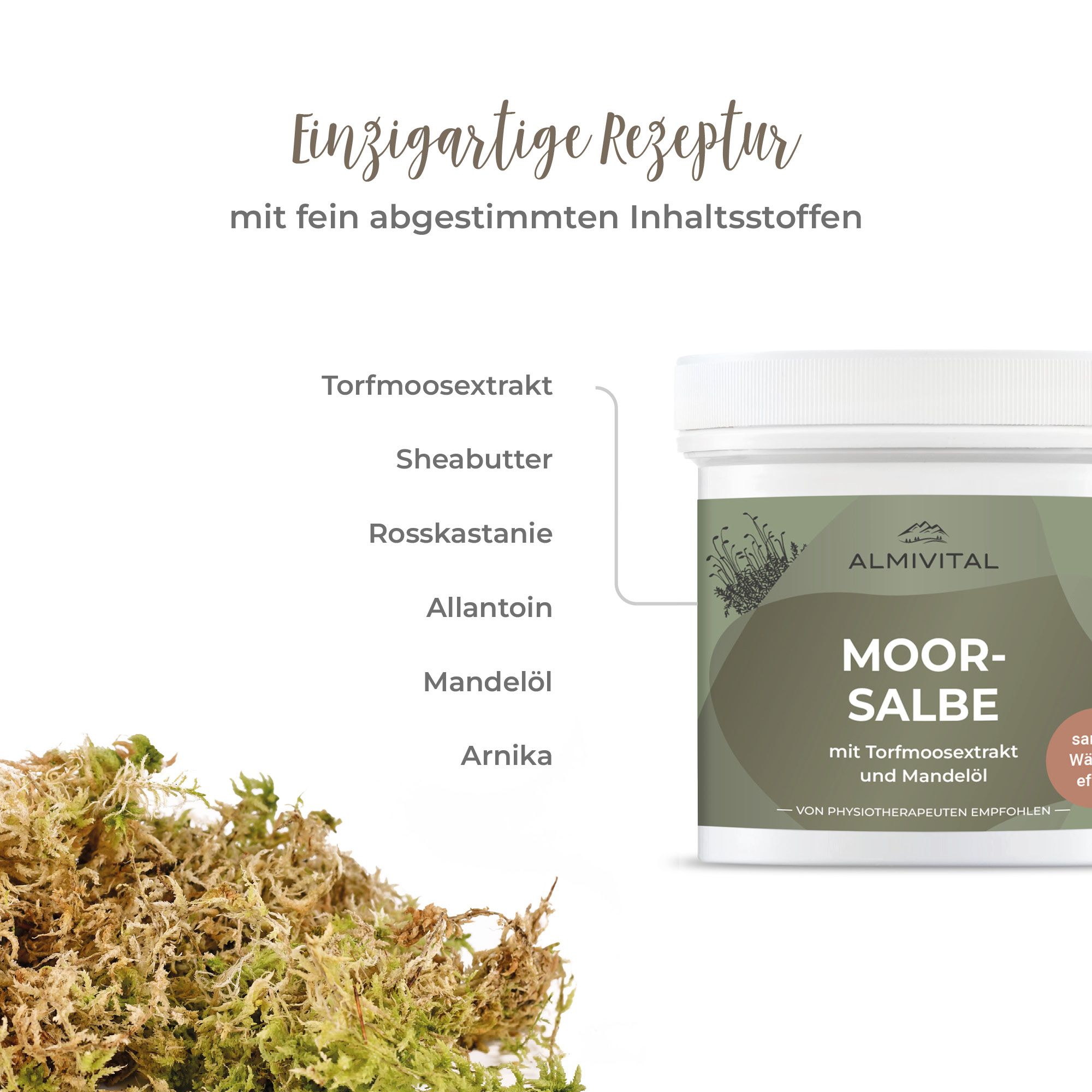 ALMIVITAL Moorsalbe mit Moor-Extrakt, Arnika, Rosskastanienextrakt & Rosmarinöl – Intensive Pflege