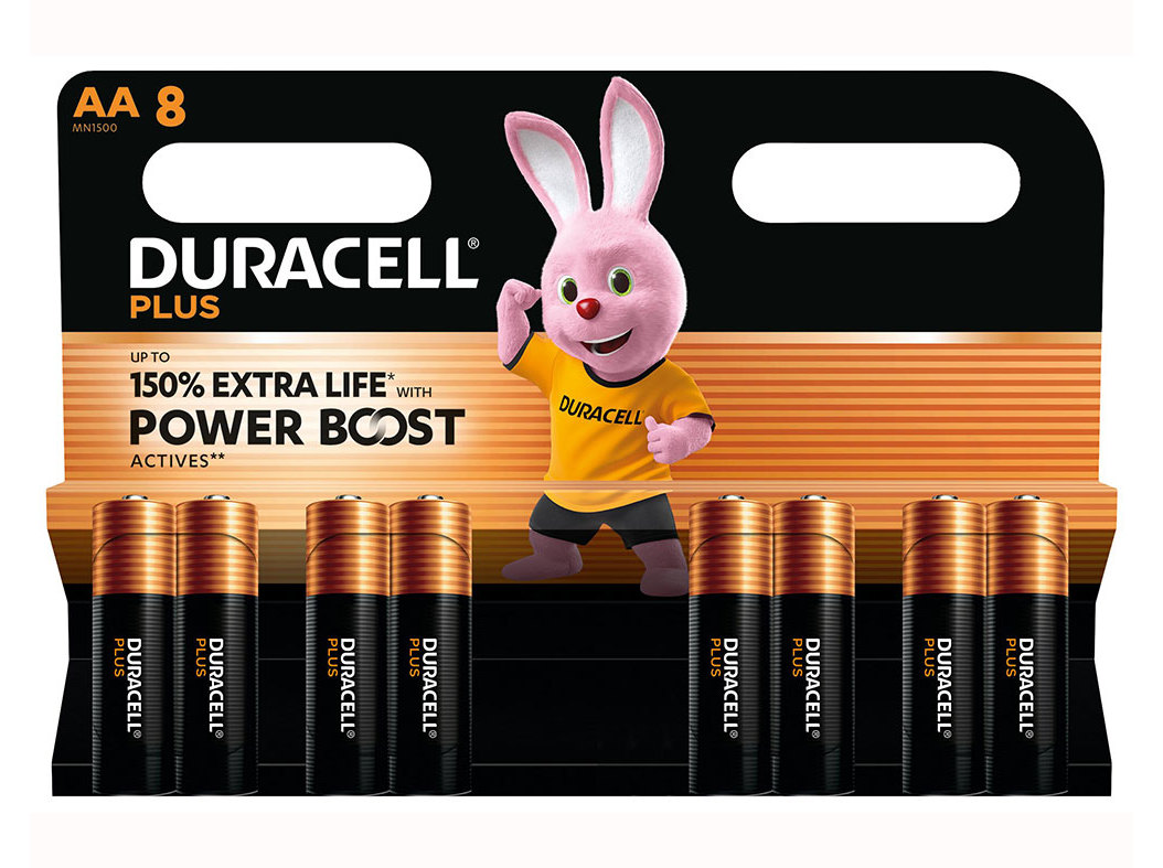 PILHA ALCALINA DURACELL PLUS AA PACK 8 UNIDADES