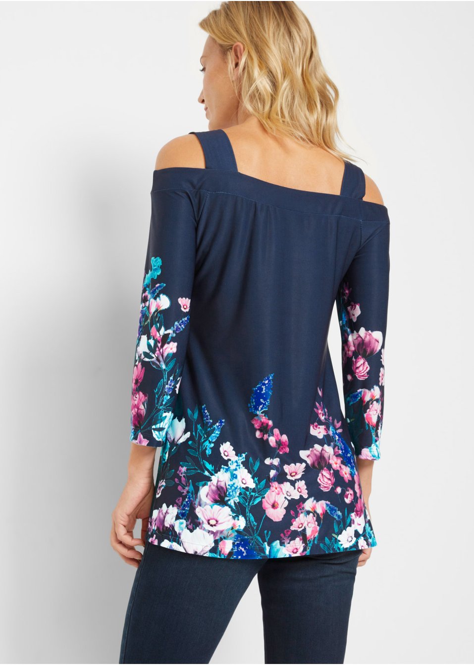 T-shirt à épaules dénudées et imprimé floral