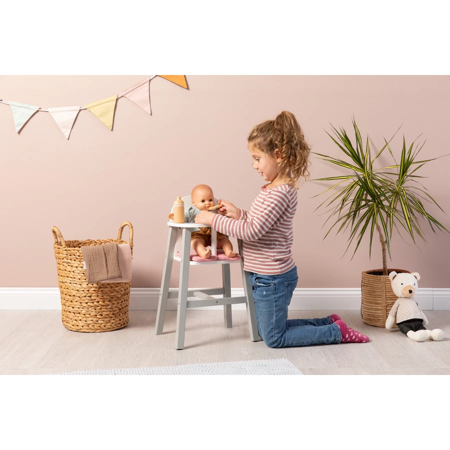 MUSTERKIND® Puppenhochstuhl Viola, grauweißaltrosa