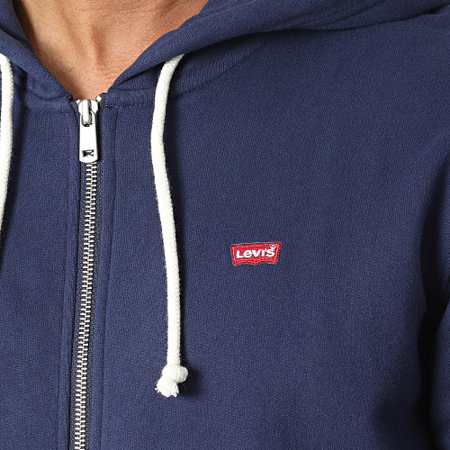 Sweat Zippé Capuche 34584 Bleu Marine