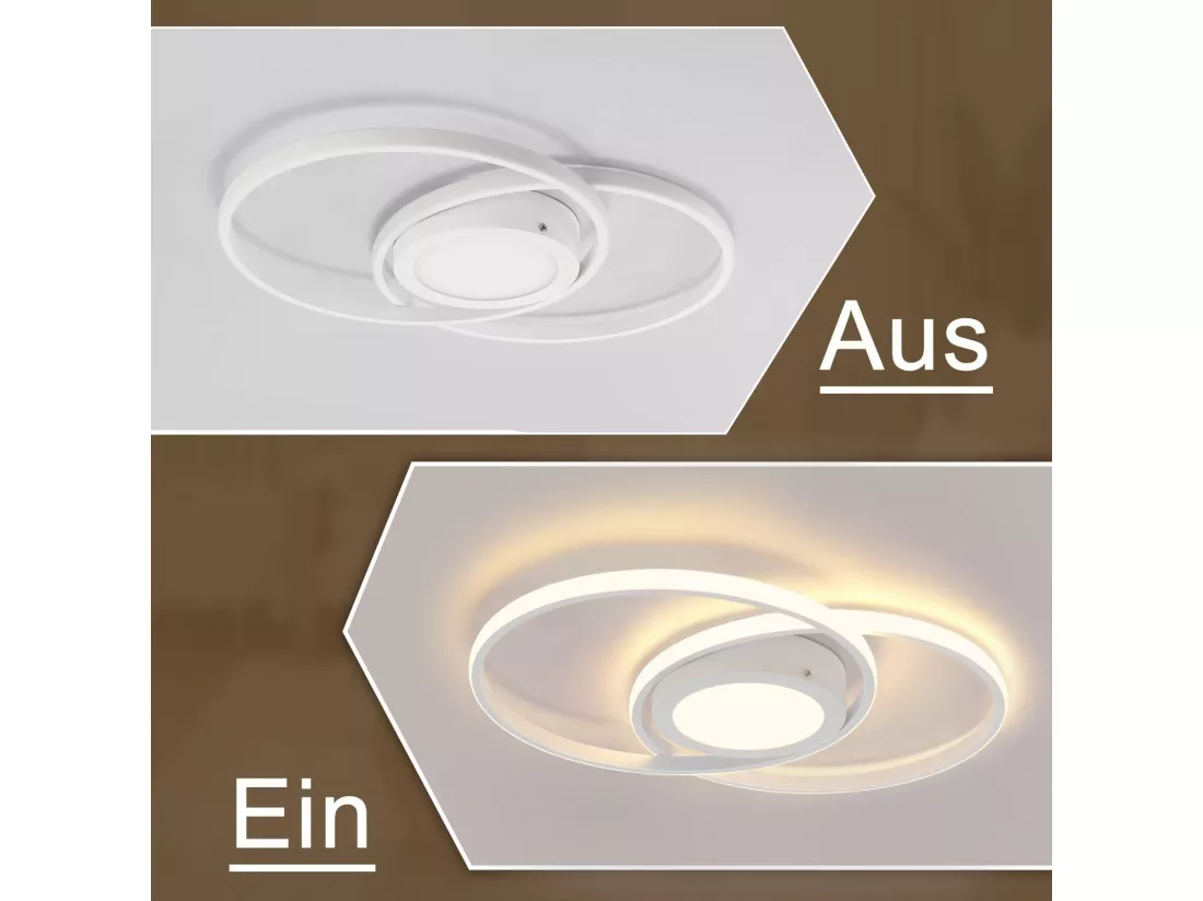 NETTLIFE Plafonnier LED Dimmable avec Télécommande 48W de Salon Blanc Design Chambre Lampe de Moderne pour Cuisine Bureau