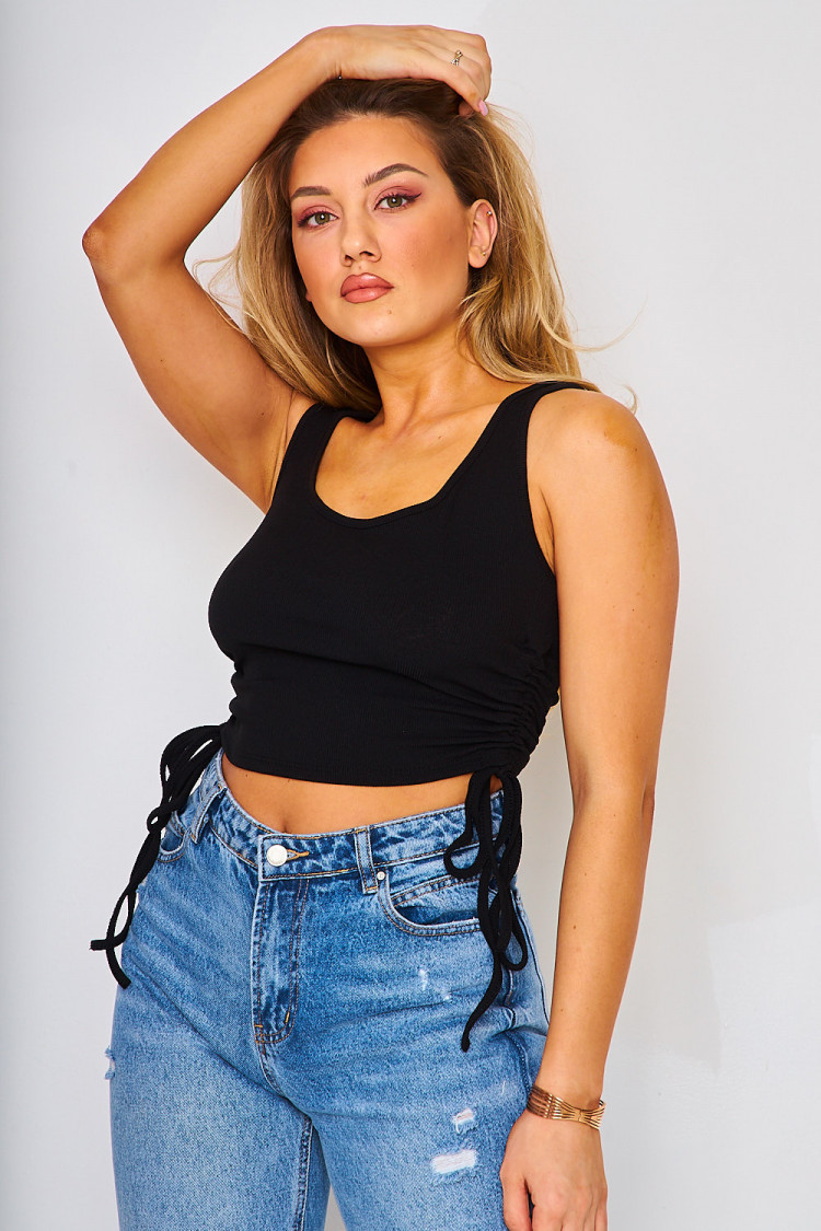 Crop top à fronces sur les côtés