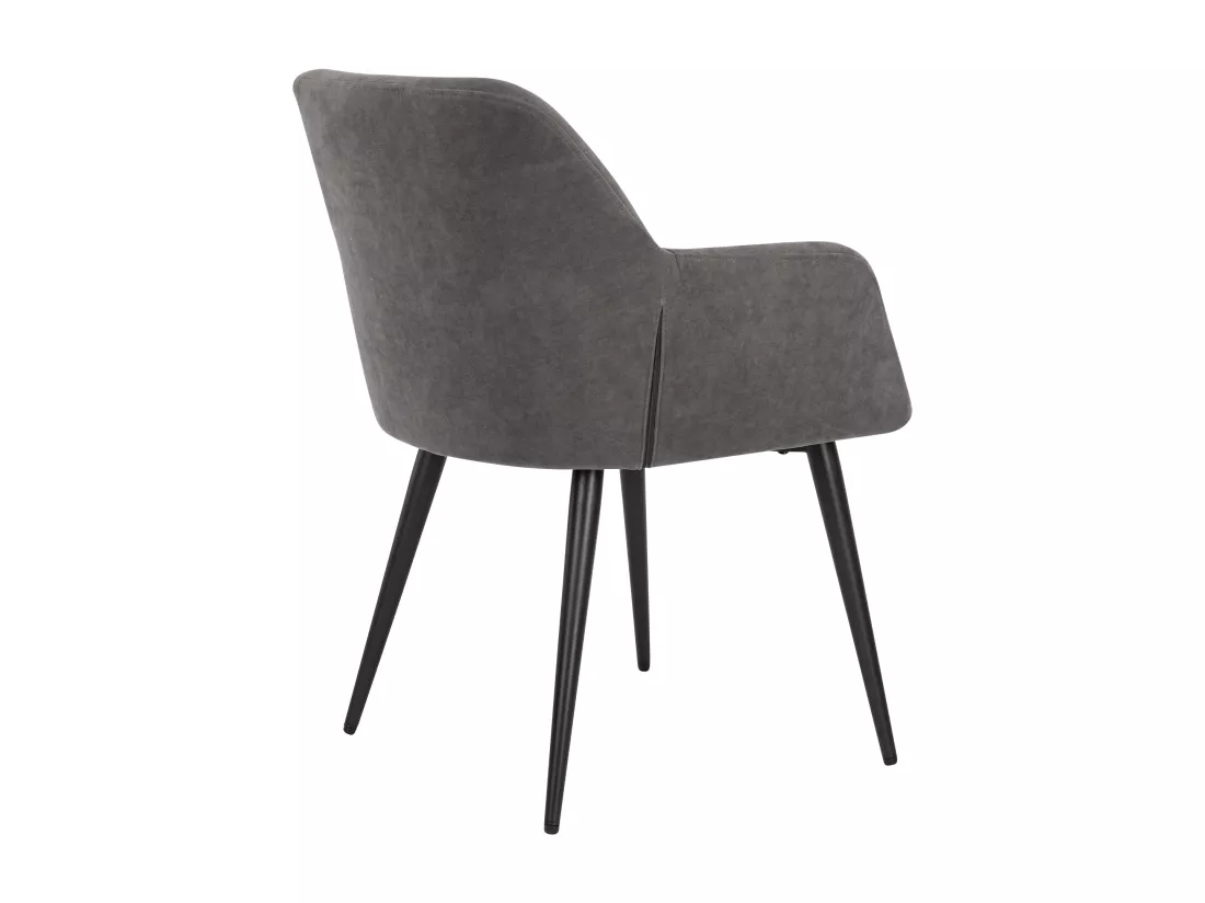 Lot de 2 chaises avec accoudoirs en tissu et métal noir - Gris - HEKA