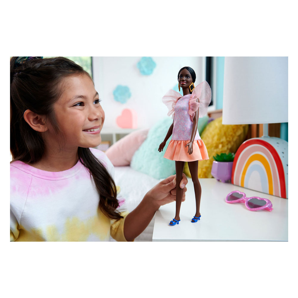 Barbie Fashionistas Modepop Perzik Jurk