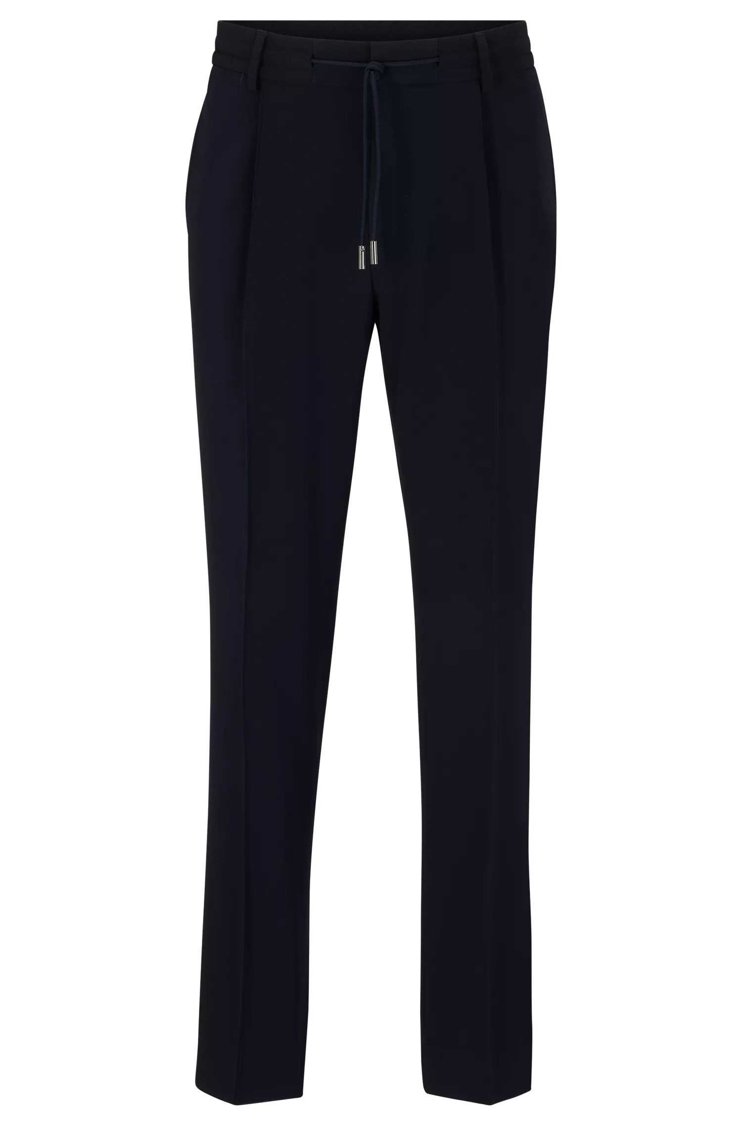 Calça BOSS Camel-Slim-fit em lã virgem elástica com microestampa.