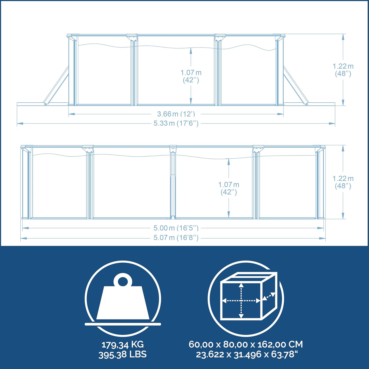 Bestway Hydrium Stahlwandpool Komplett-Set mit Sandfilteranlage 500 x 360 x 120 cm, grau, rund