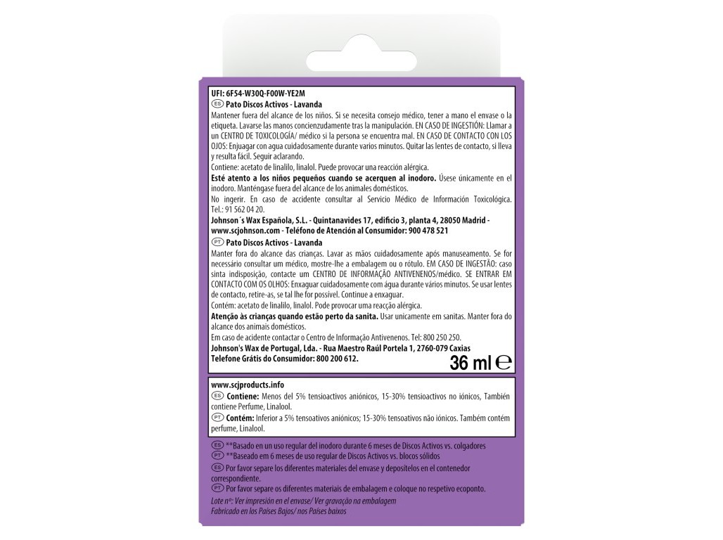 BLOCO PATO SANITÁRIO DISCOS ACTIVOS APA LAVANDA 36ML