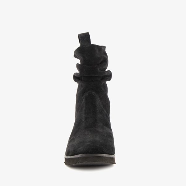 Hush Puppies suede dames enkellaarsjes zwart