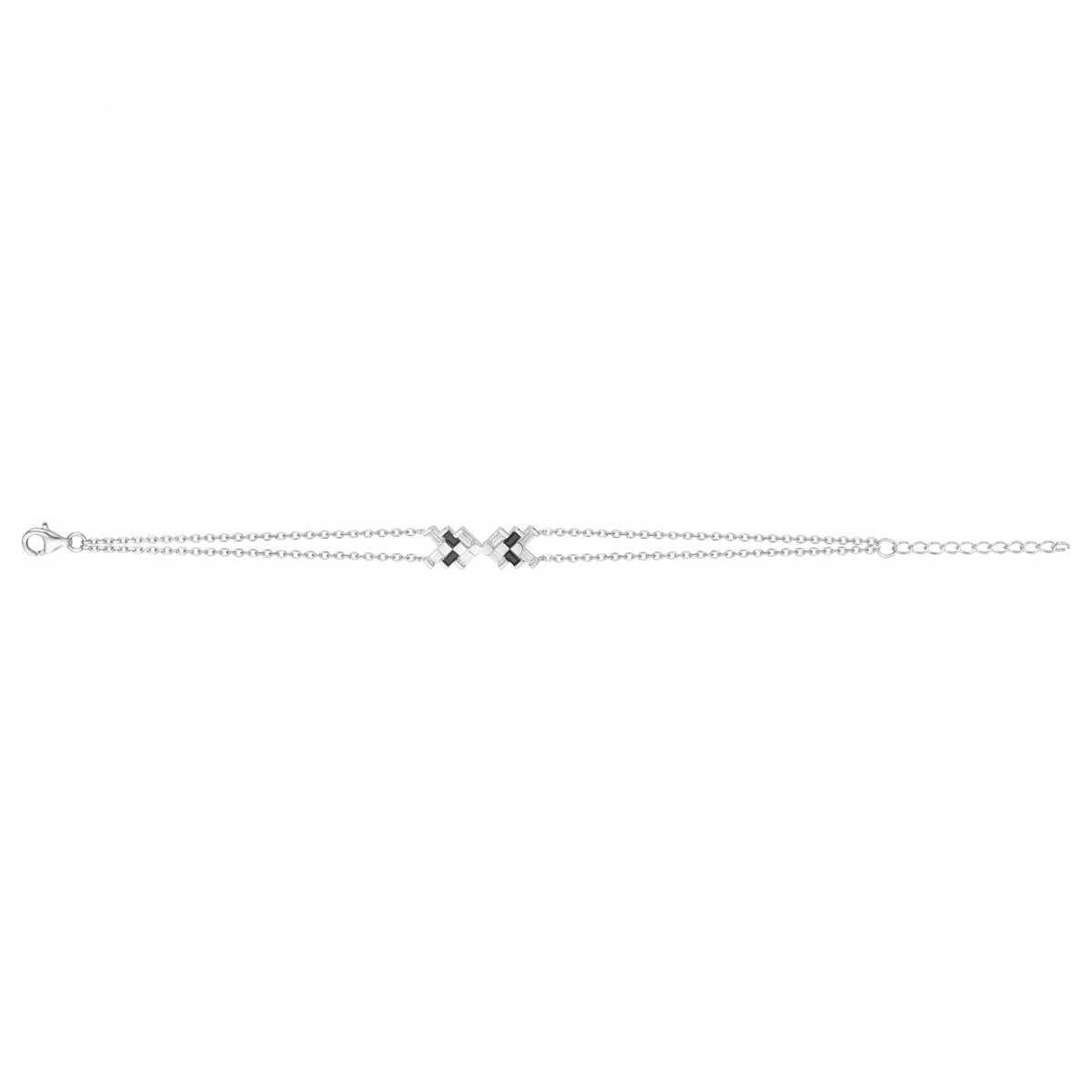 Bracelet souple mono-motif en Argent avec oxyde de zirconium noir