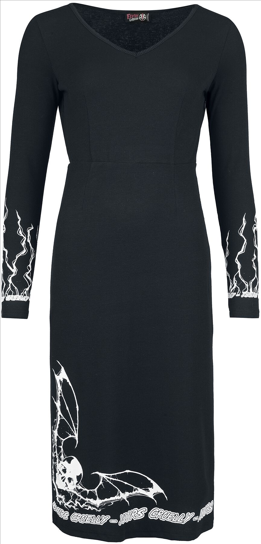 Gothicana X Elvira - Robe avec ceinture & sac | Gothicana by EMP Robe mi-longue
