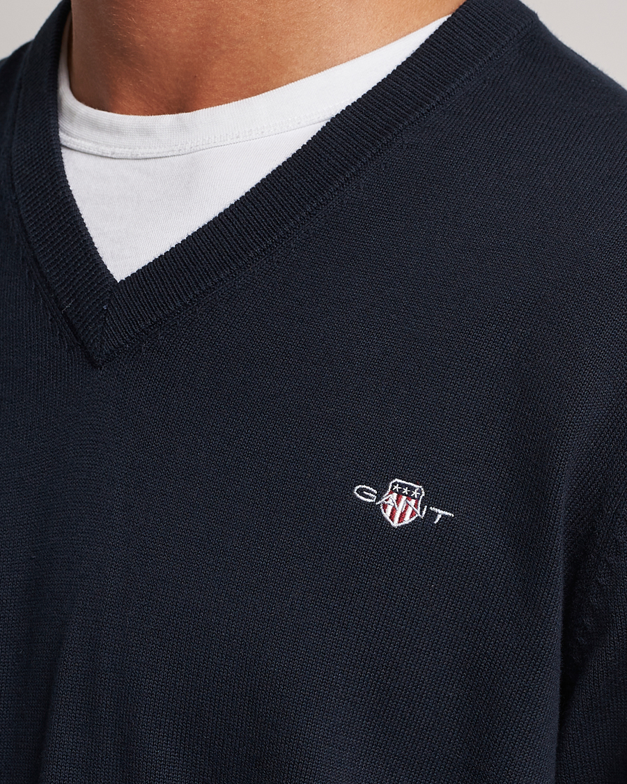 GANT Classic Cotton V-Neck Evening Blue