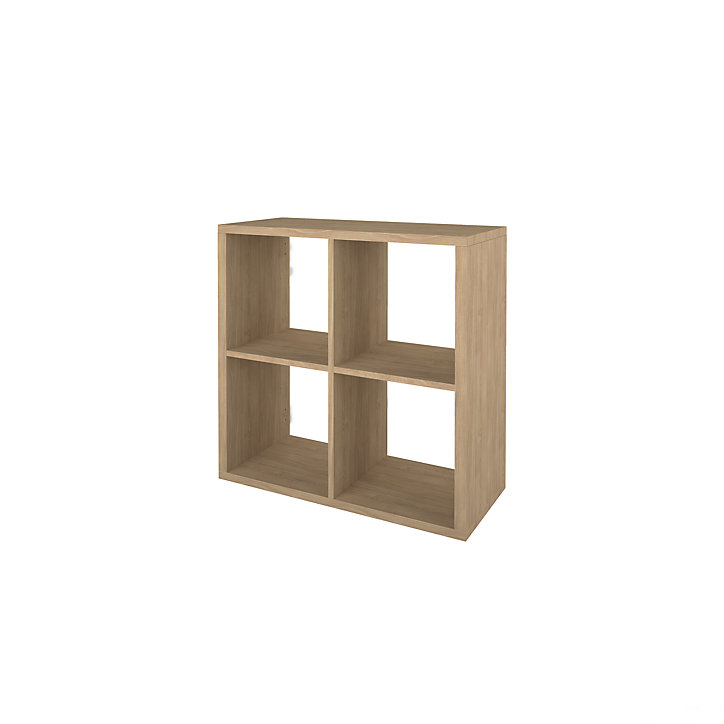 Étagère modulable 4 cubes avec 2 portes GoodHome Mixxit effet chêne