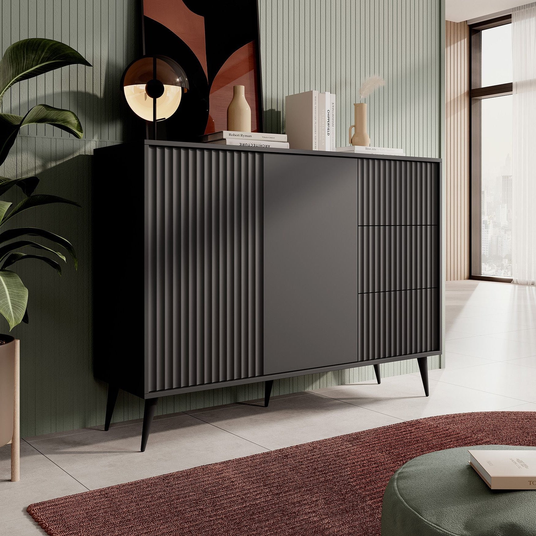 Winq - Dressoir - Antraciet - 135x40x98 cm