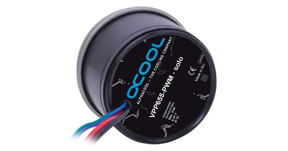 AlphacoolCore 200 Aurora D5/VPP reservoir with VPP655 PWM pump pomp  (RGB)