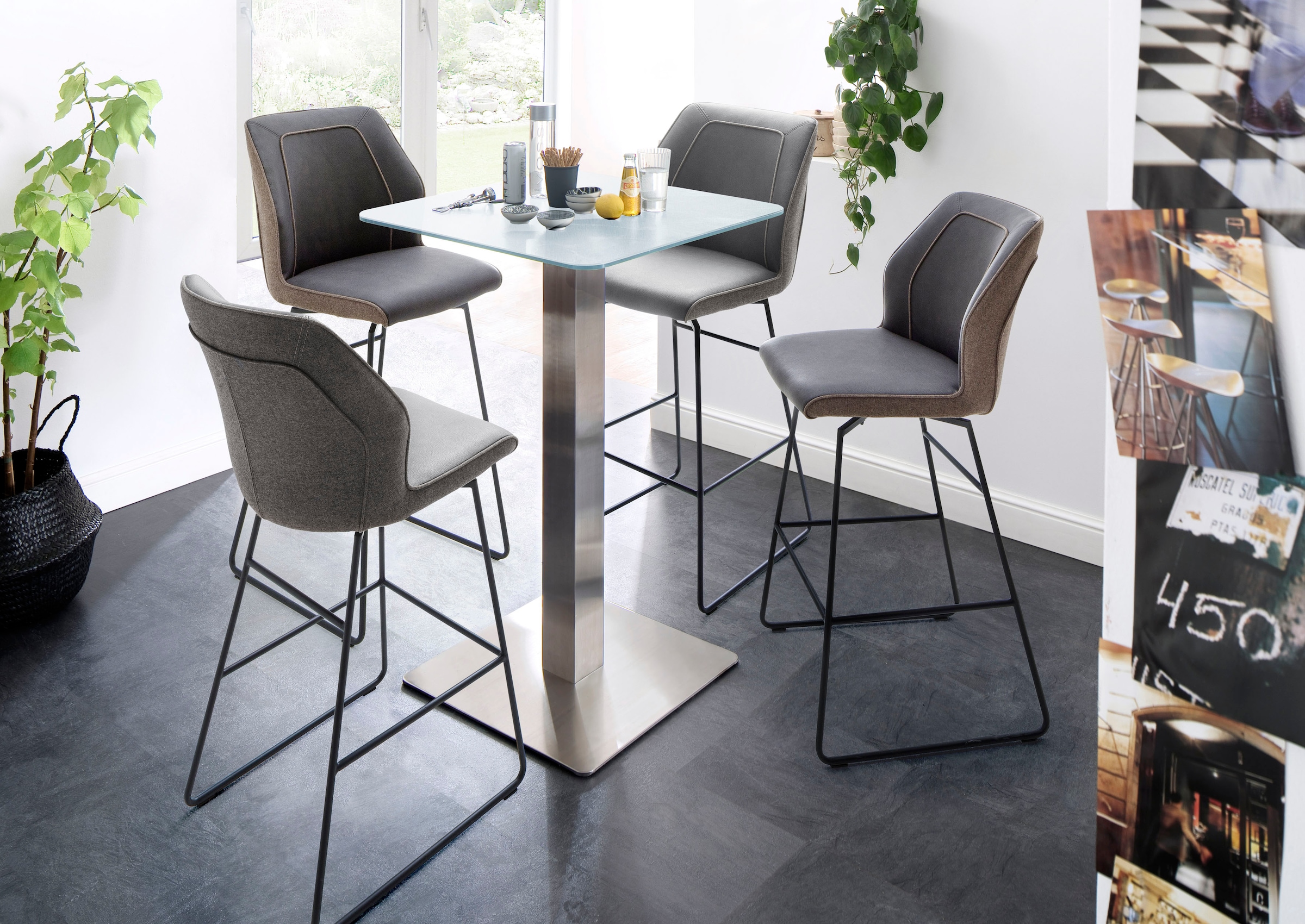 MCA furniture Bartisch »Zarina« Bartisch mit Glaskeramik Tischplatte mit Edelstahl Gestell
