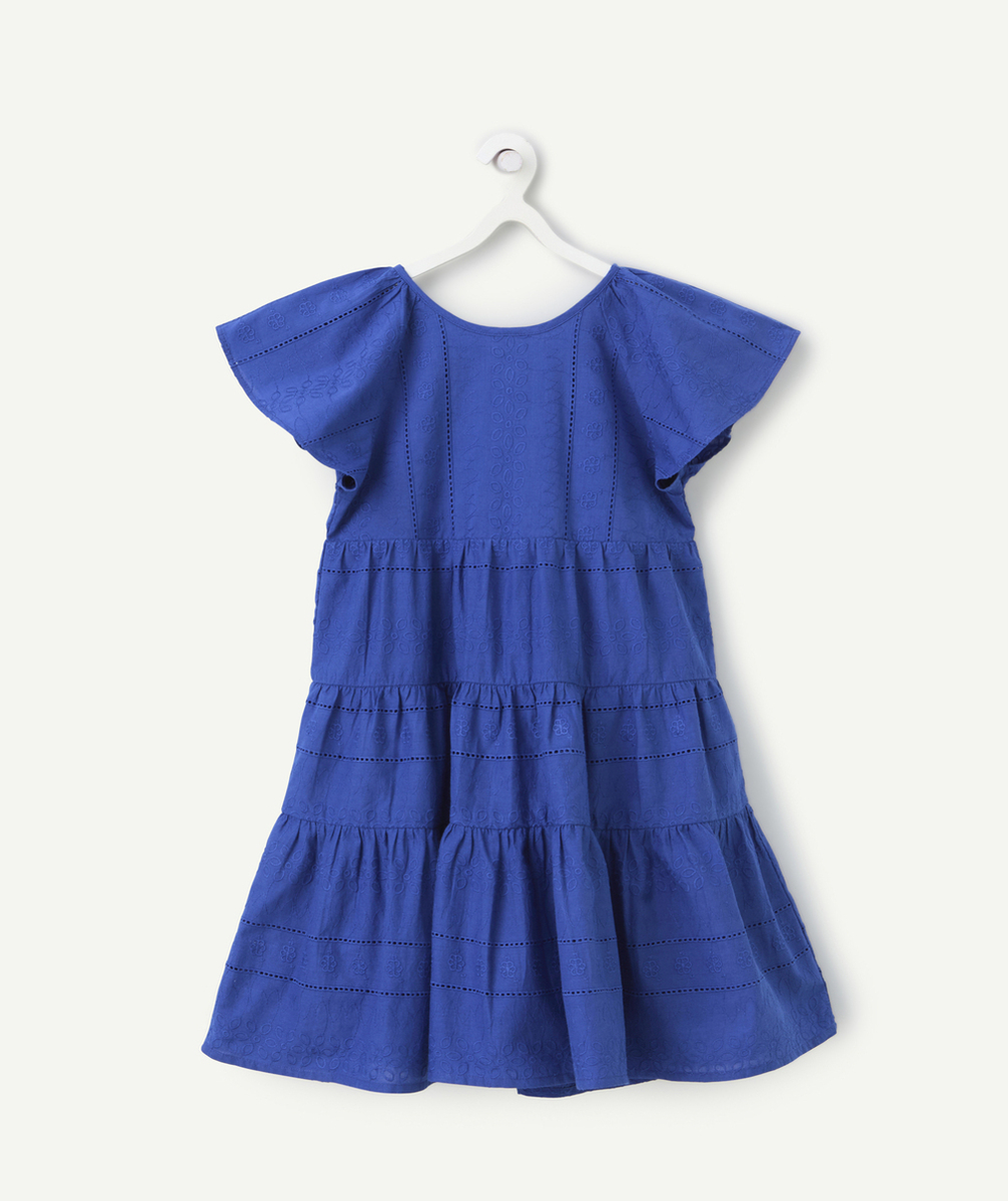 robe manches courtes fille brodée bleue