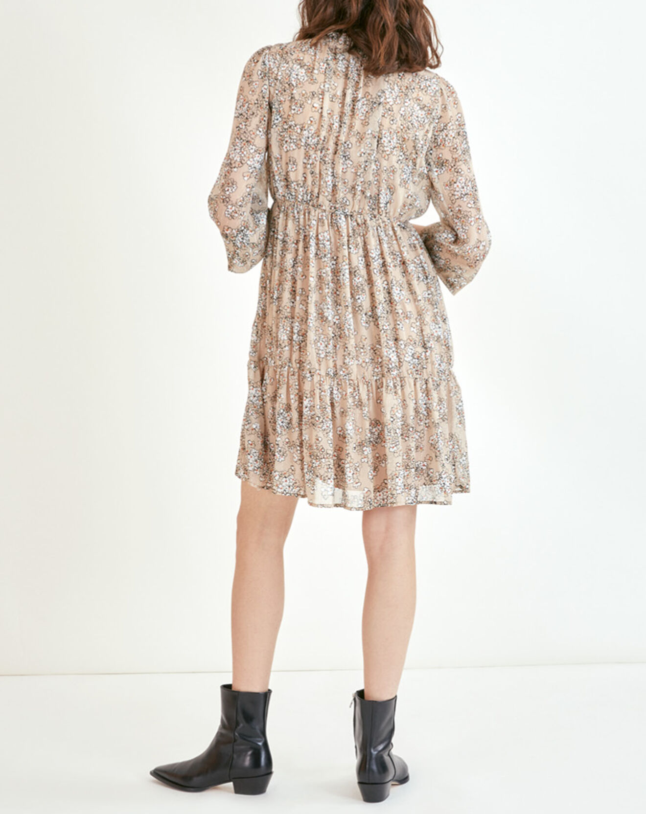 Suncoo Robe courte Cali lurex imprimée  beige