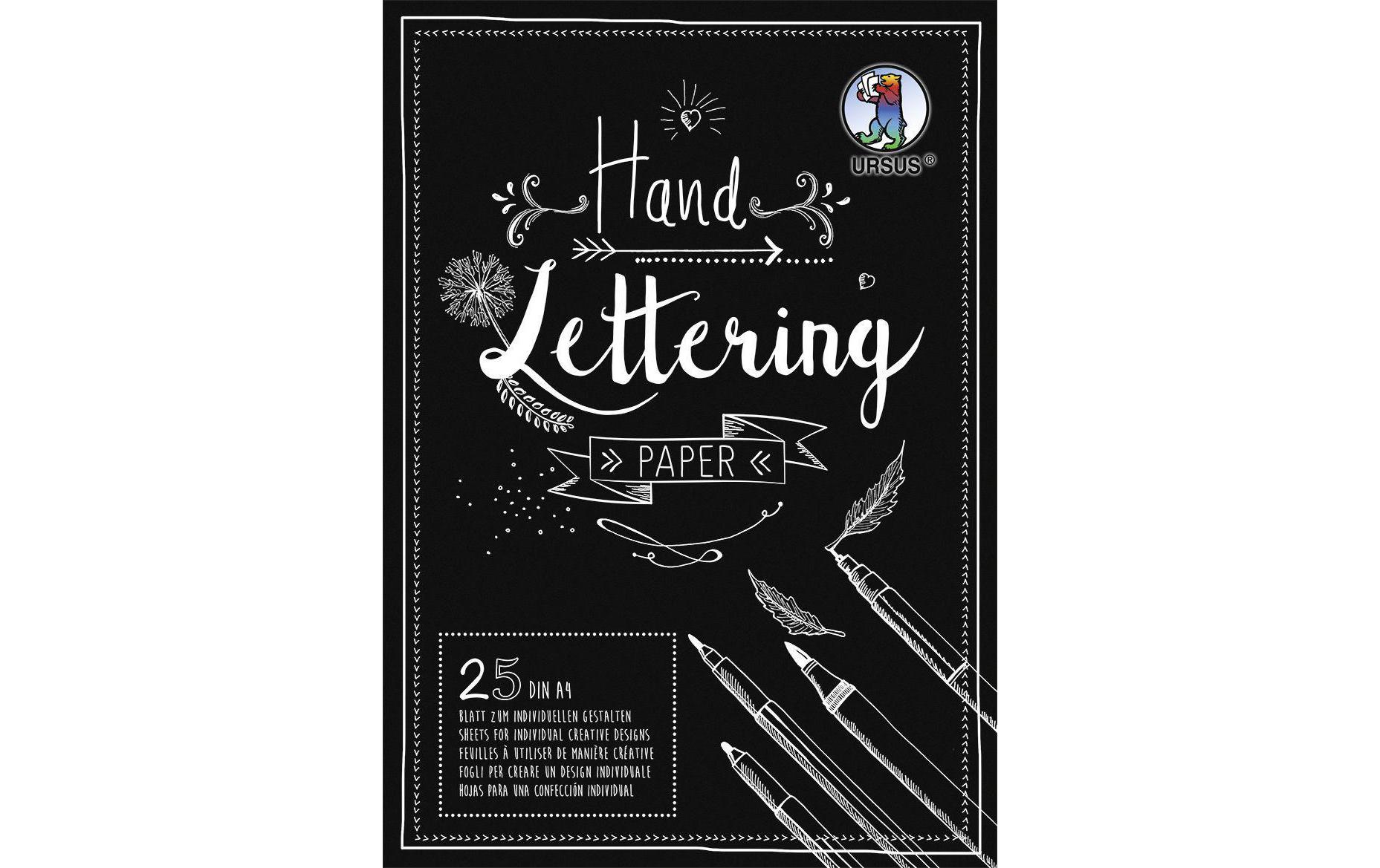 Zeichenblock Handlettering A4, 210 g/m², 25 Blatt, SchwarzHandlettering Papier