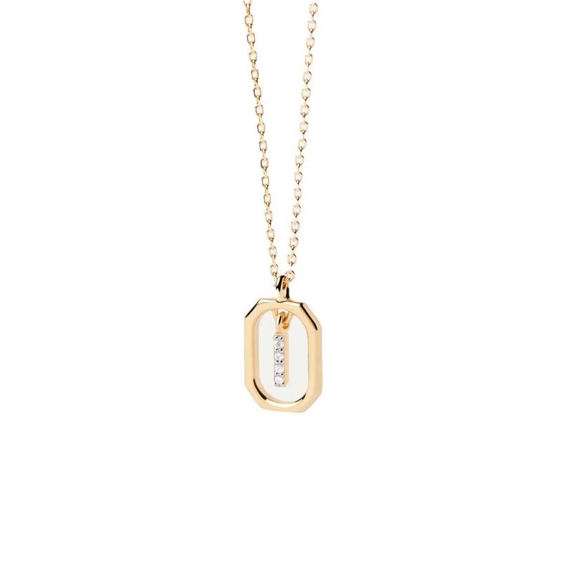 PDPAOLA Collier en argent plaqué or - Mini Lettre I  - CO01-520-U