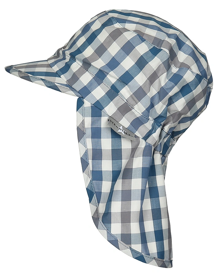 Schirmmütze KARO mit Nackenschutz in jeansblau