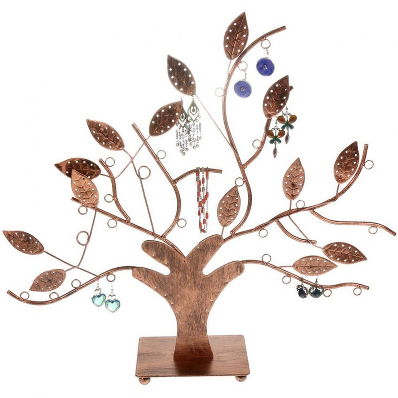 Porte bijoux arbre à boucle d'oreille et bijoux design Cuivre patiné