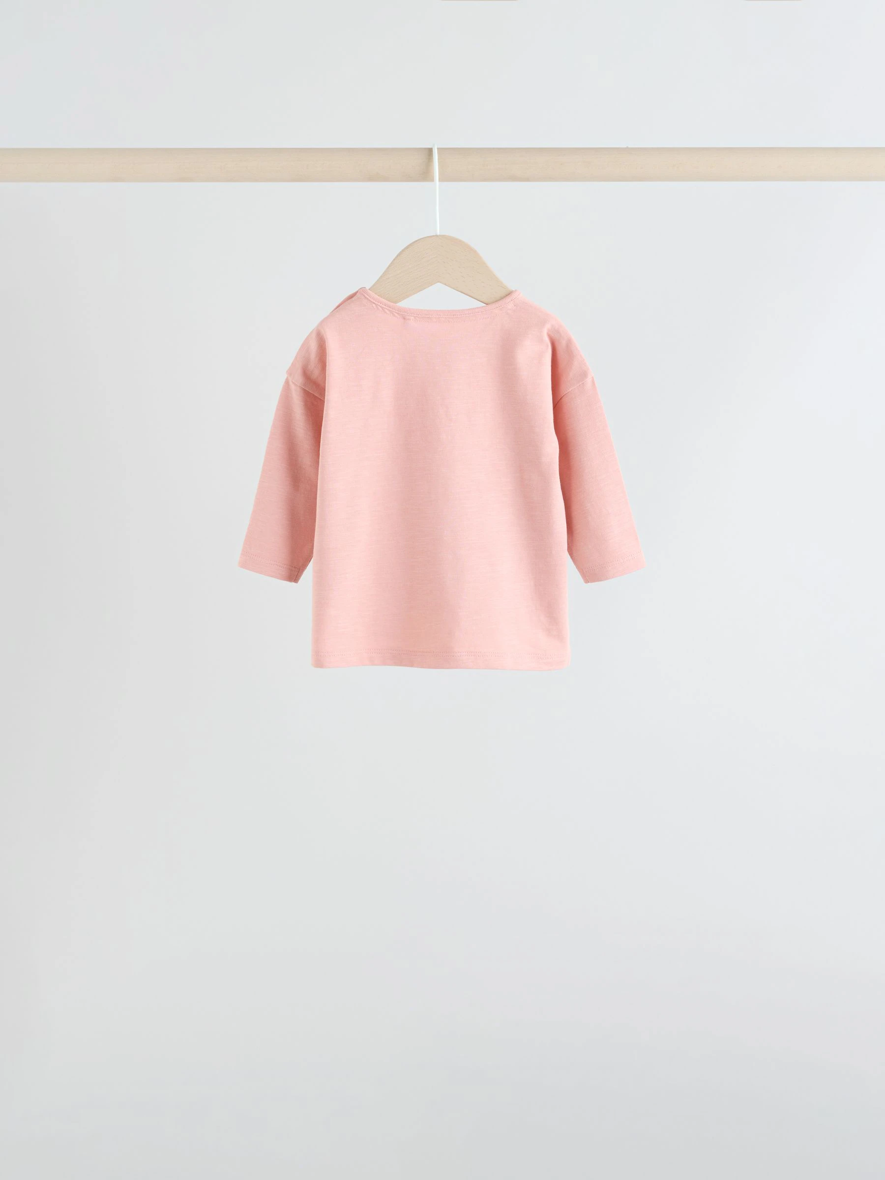 Roze Strepen/Slogan - Verpakking van 4 Baby Tops met Lange mouwen (0mnd -2jr)