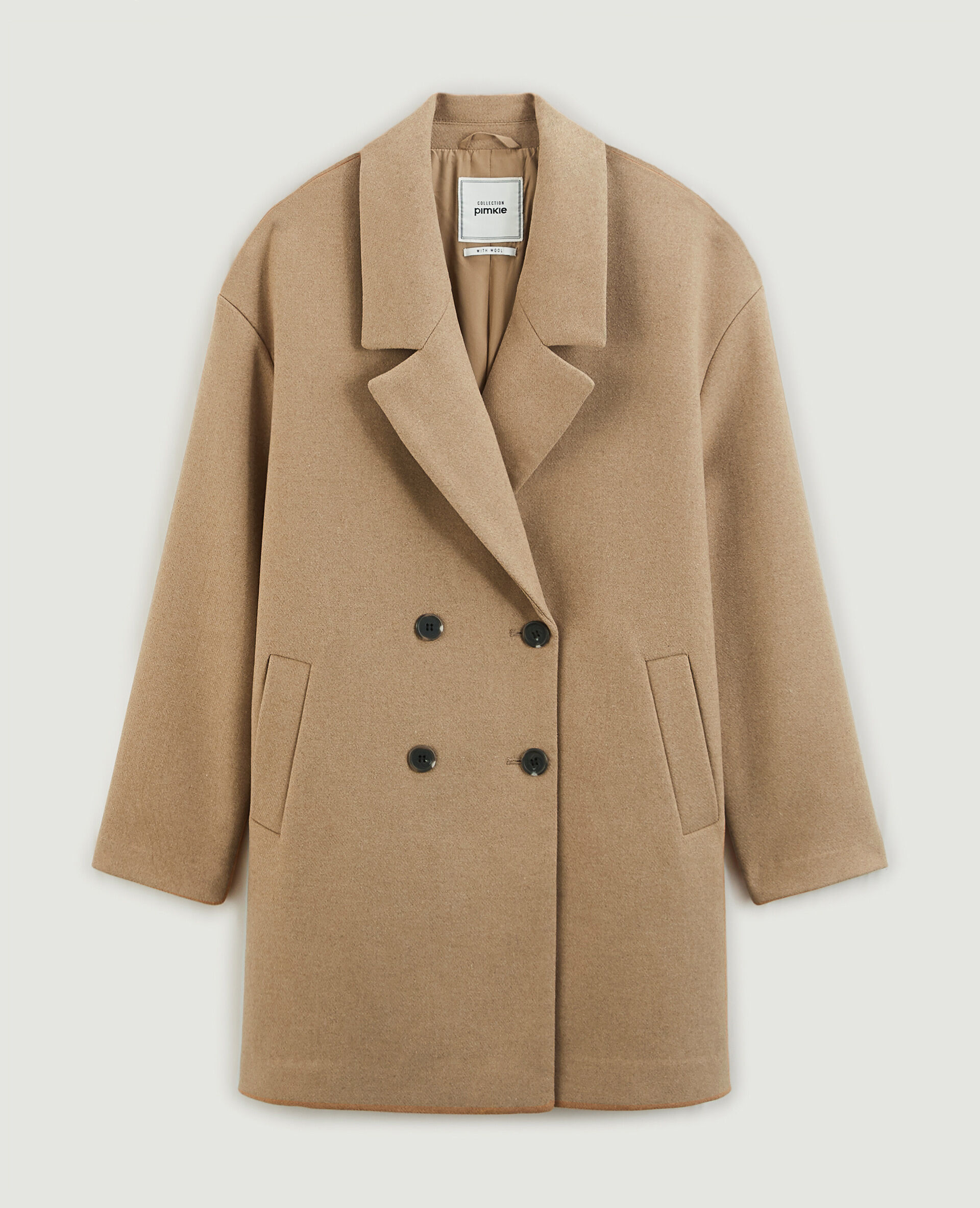 Caban oversize en drap de laine - Camel