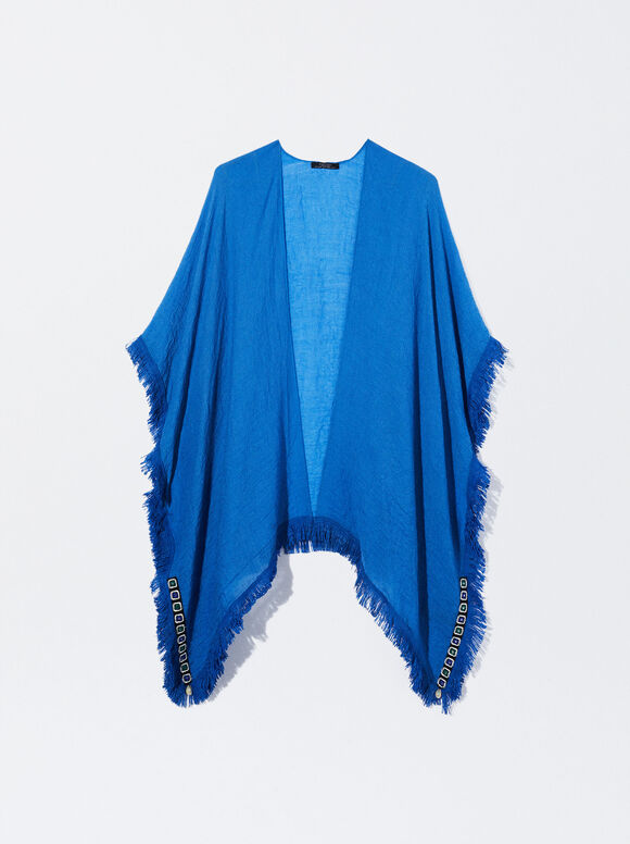 Caftan com franjas - Azul