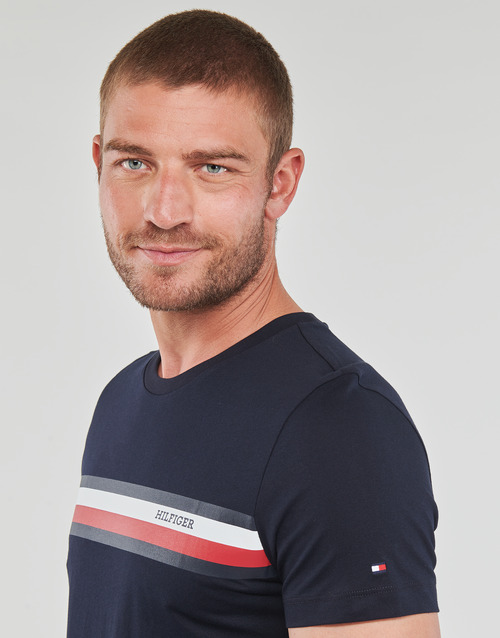 Tommy Hilfiger - RWB MONOTYPE CHEST STRIPE TEE - Marine