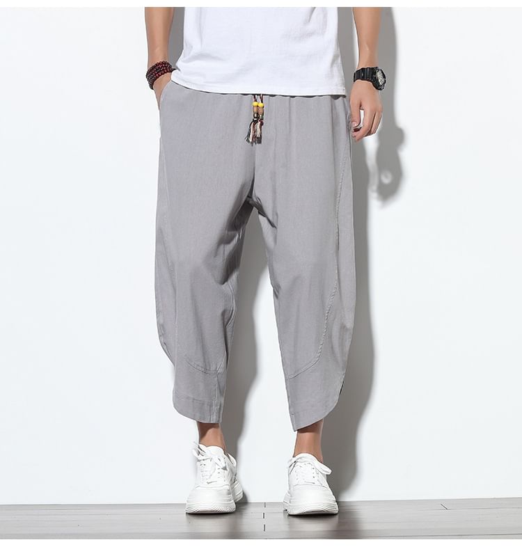 YIKES - Elastische taille effen cropped harembroek