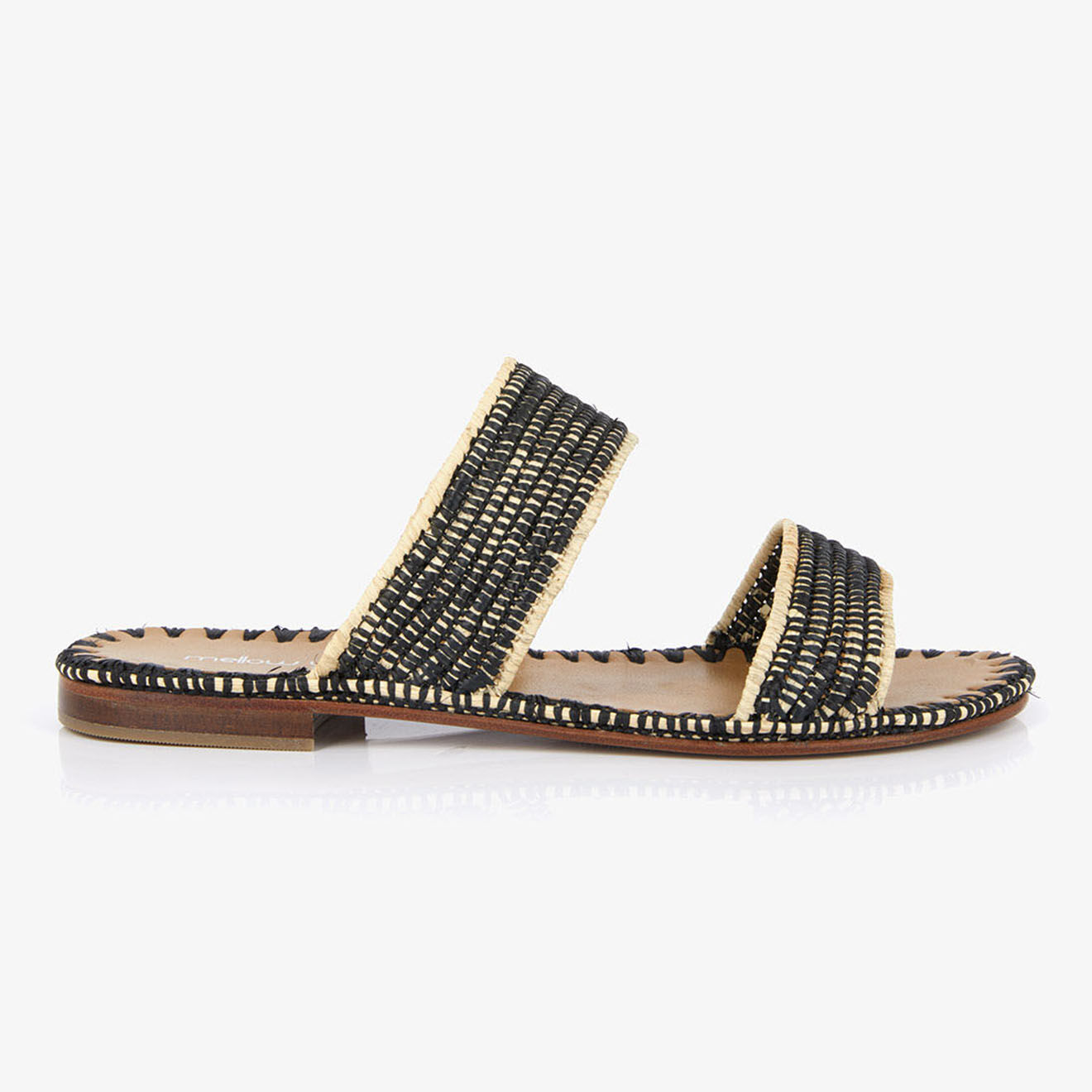 Mellow Yellow Mules en Raphia Joan noires