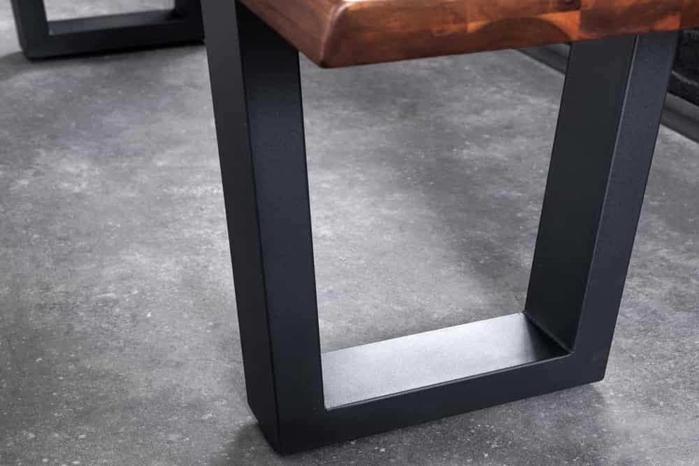 Massive Sitzbank GENESIS 160cm braun Akazienholz schwarz Metallgestell Baumkante