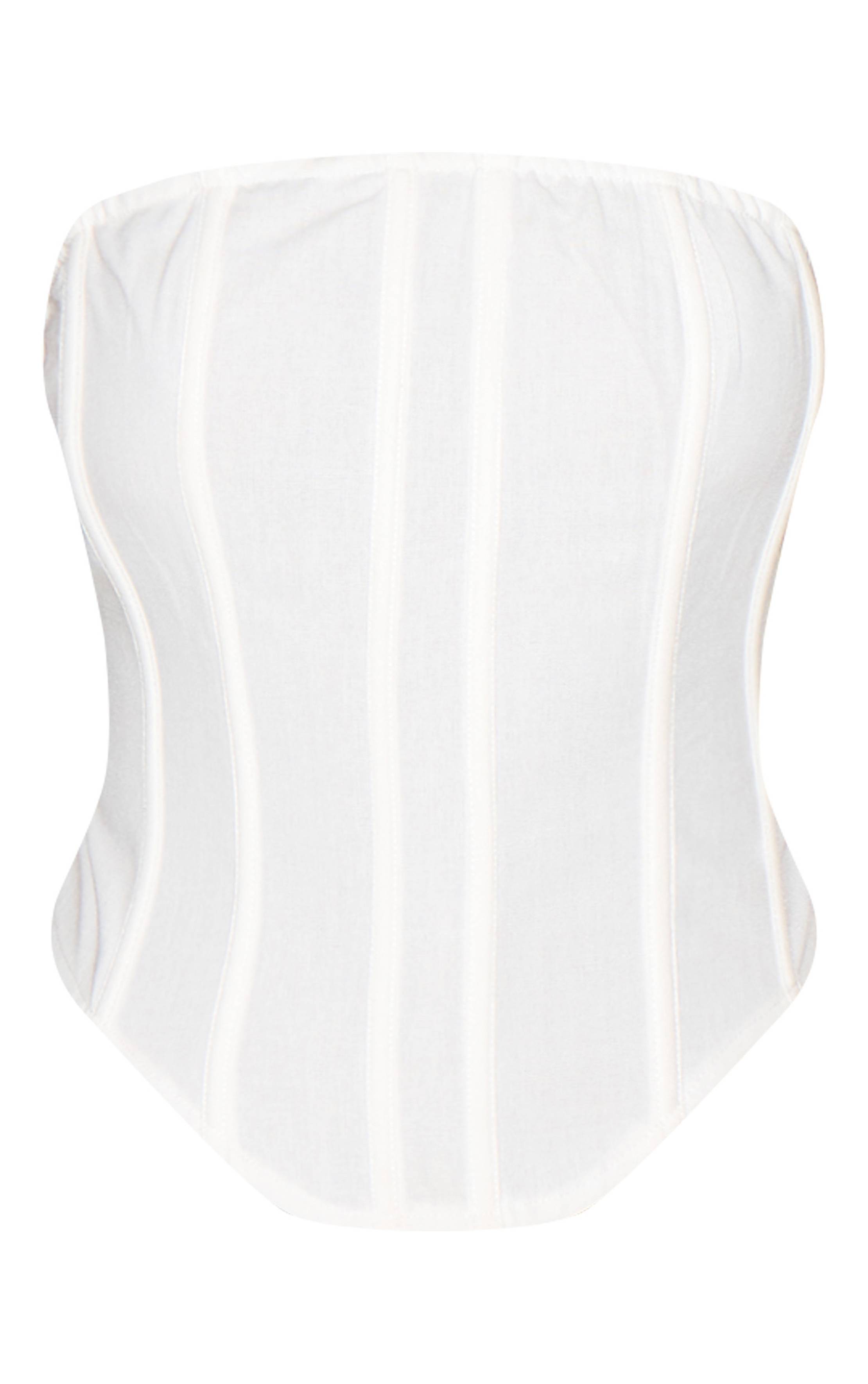 Blanc Corset À Baleines En Mélange De Lin