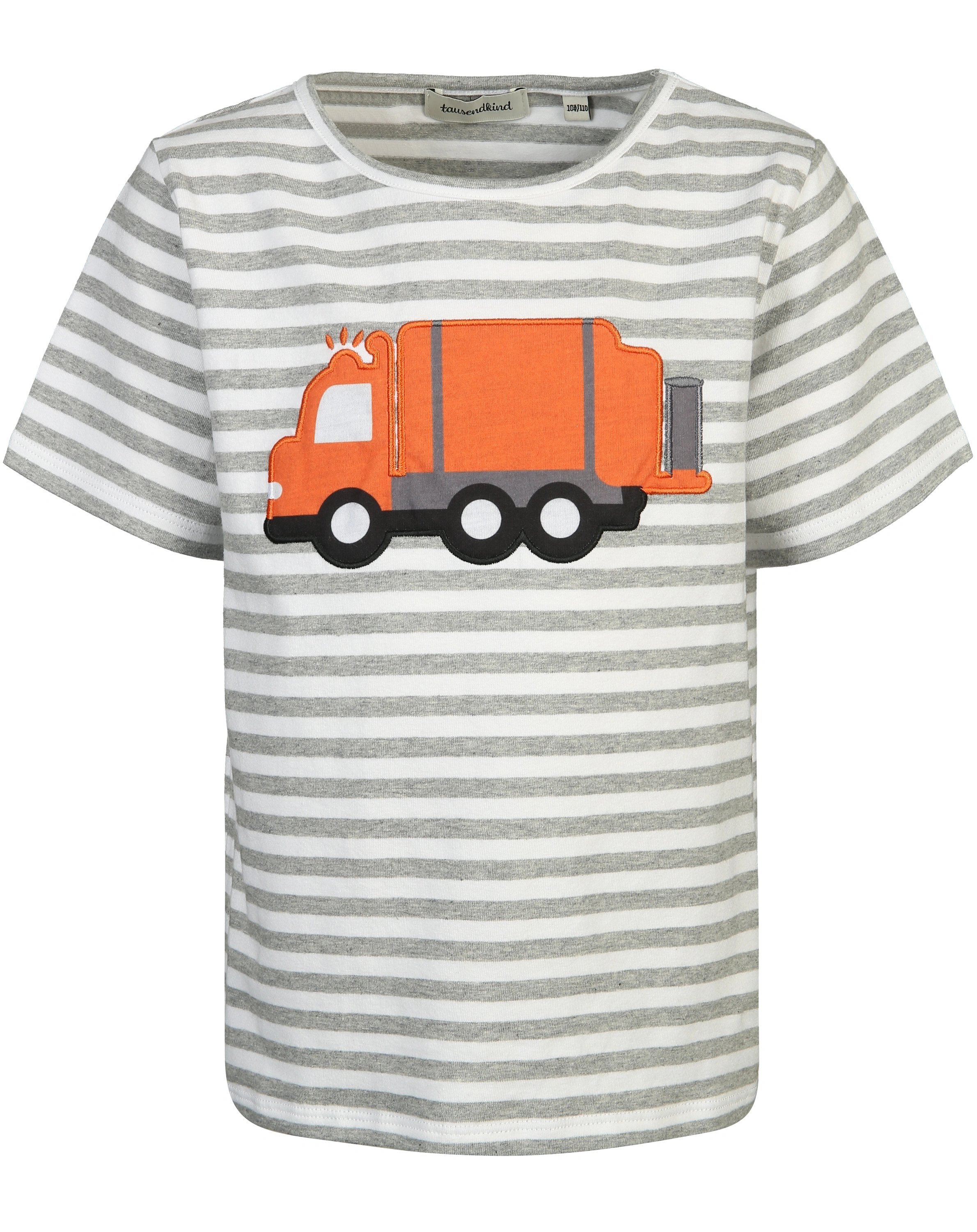 T-Shirt MÜLLAUTO MAMPFI gestreift in grau/weiß