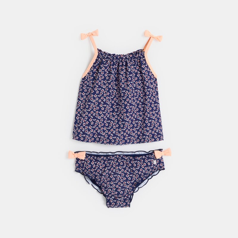 Maillot de bain 2 pièces fleuri bleu bébé fille Bleu