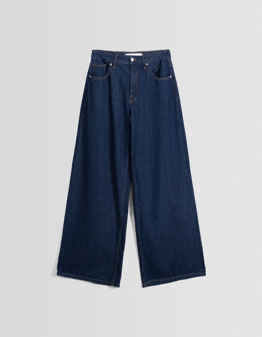 calça jeans de perna larga