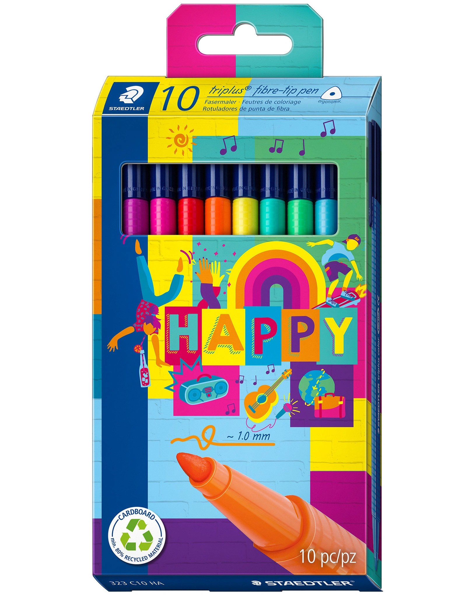 323 C10 HA Fasermaler triplus® color HAPPY mit 10 Farben
