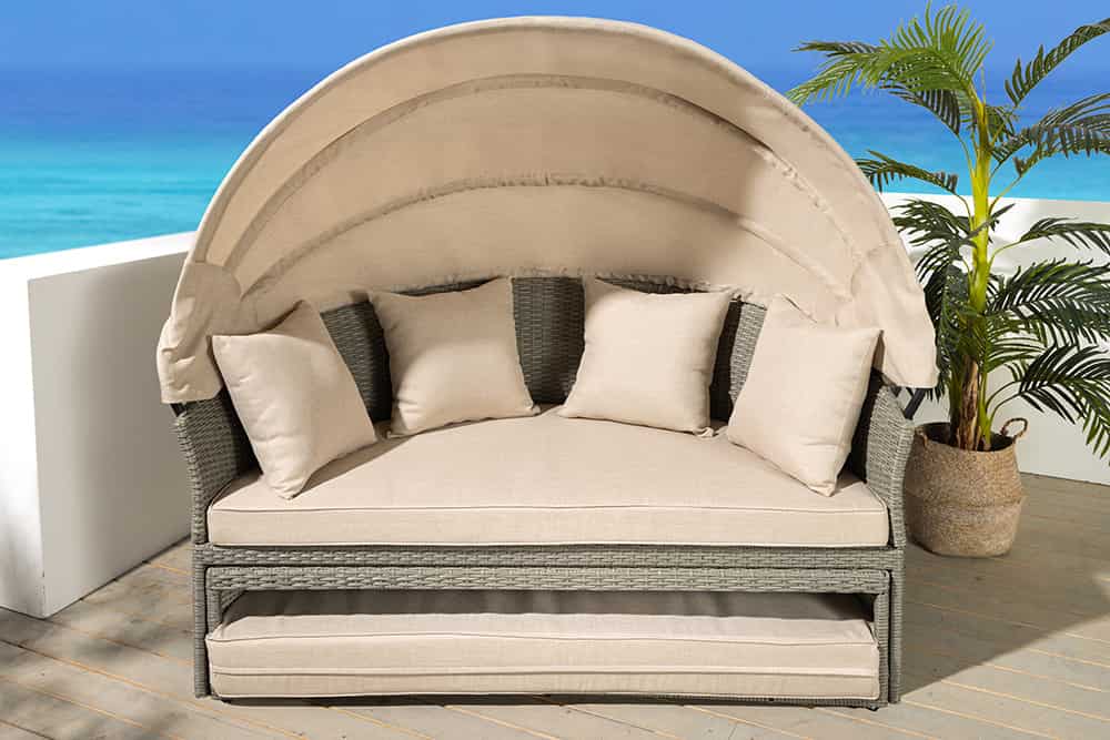 Outdoor Sonneninsel PLAYA LIVING 165cm natur Polyrattan Aluminium inklusive Kissen wetterfest