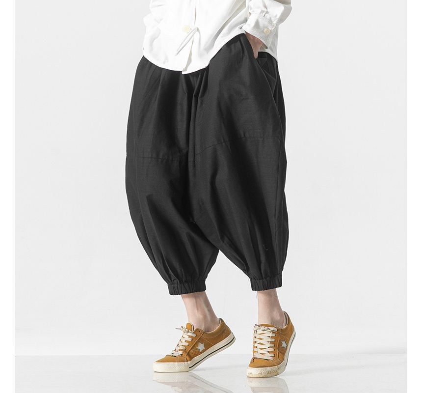 Blueforce - Effen cropped harembroek met elastische taille