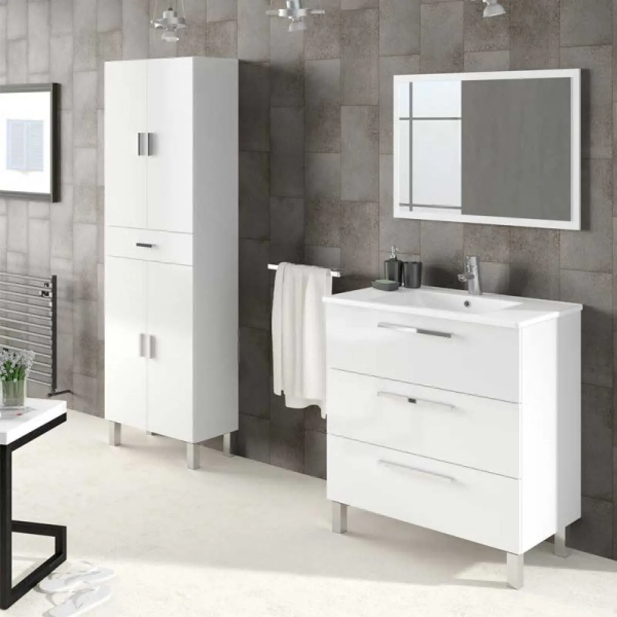 dansmamaison Meuble salle de bain ENATHA - 3 tiroirs, blanc