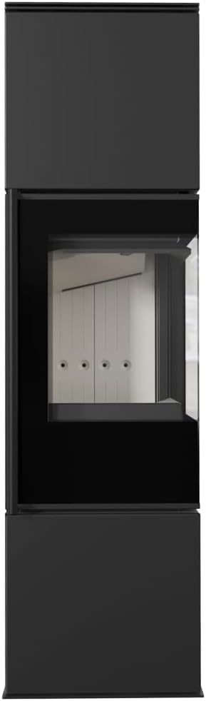 KRATKI Ren/M Eckkamin 7 kW – Freistehender Kaminofen aus Stahl Ø 150 mm 2 Seiten Glas - BImSchV 2, Ecodesign & Flamme Verte - doppelseitige Sichtscheibe, Tür rechts